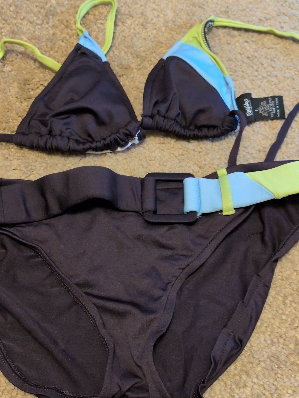Mossimo Supply Co. Navy Bikini with Lime & Sky Accents
